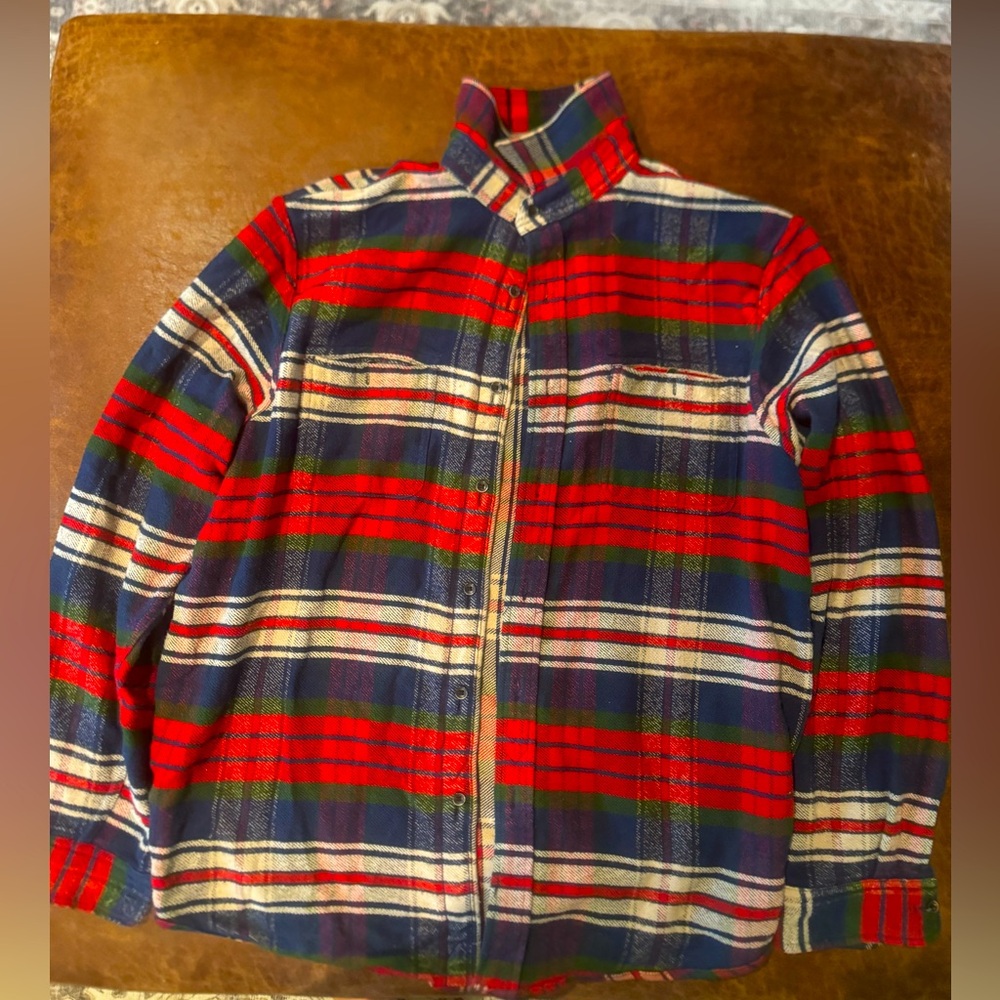 Heavyweight flannel reversible button down by Tailor Vintage. XL